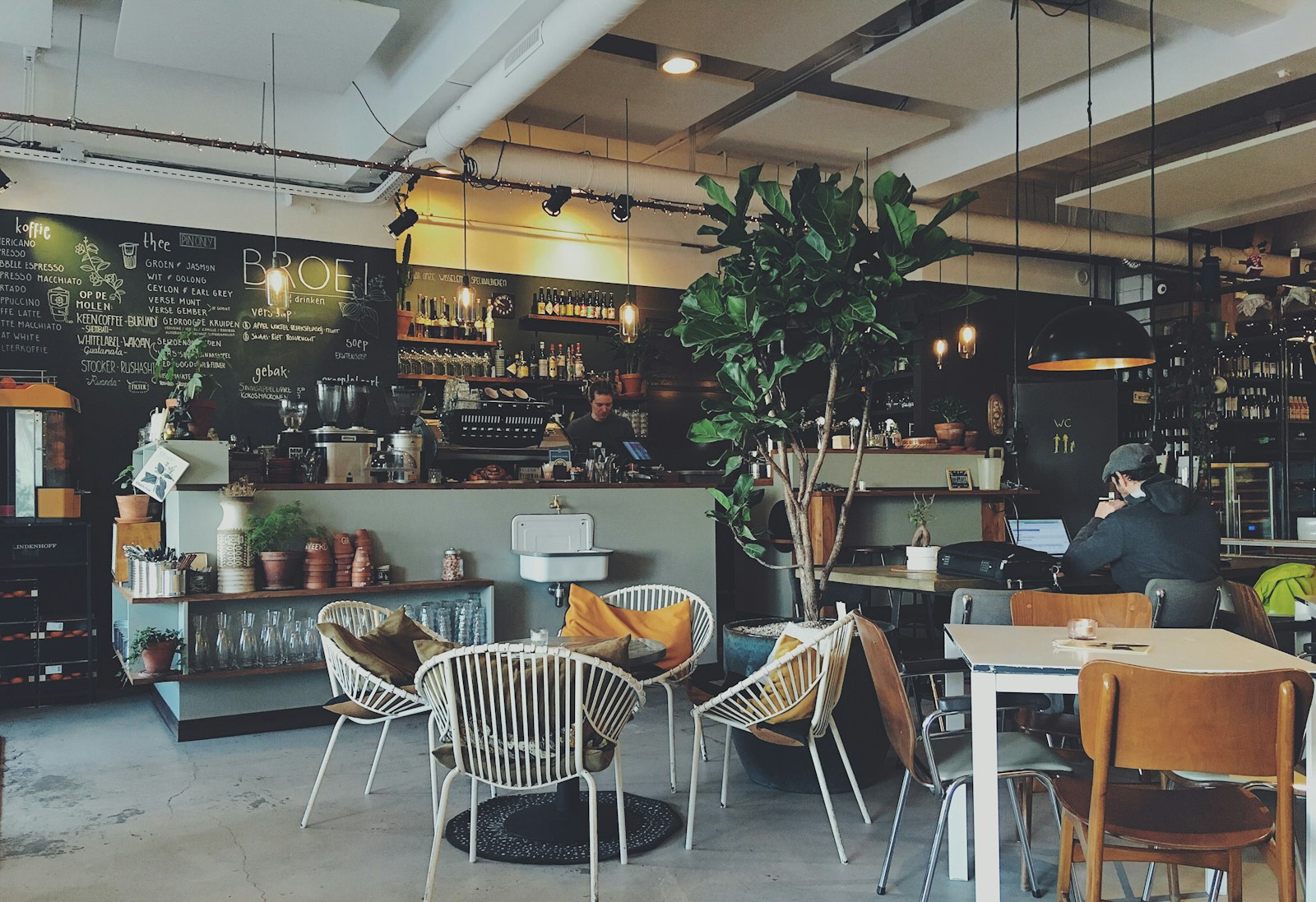 Inside AMA Cafe, a small cafe in Noida